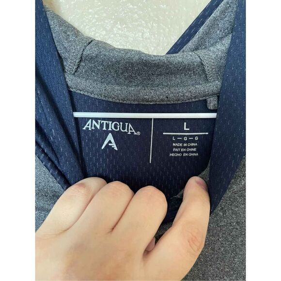 Antigua Men's Cannon Sweatshirt Size Large Gray/Navy Blue - Picture 7 of 8